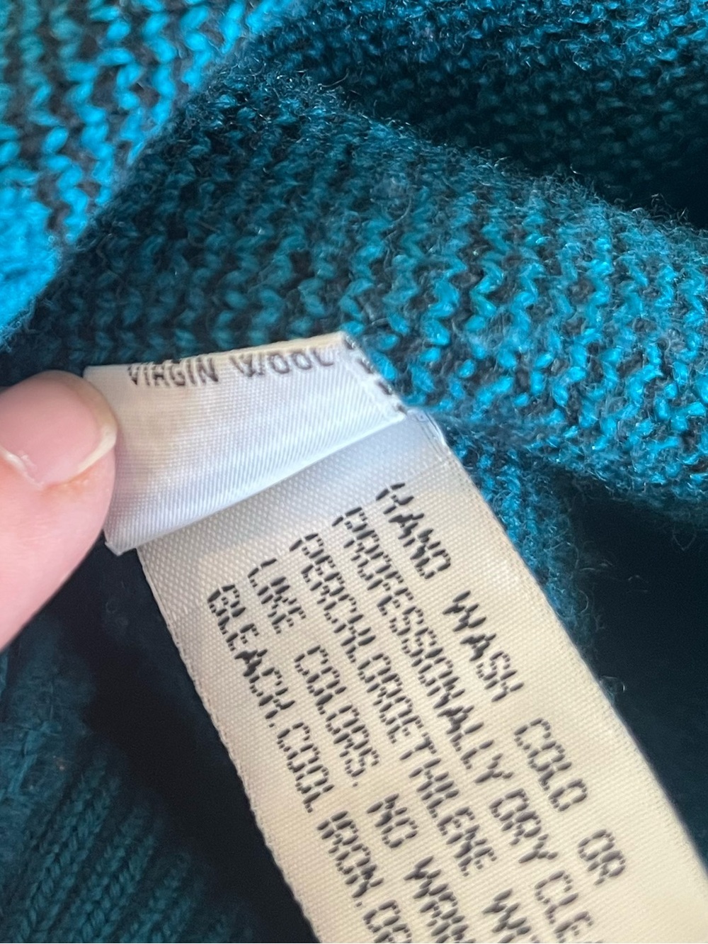 Vintage I Blues Italian Wool Teal with Black Pattern Dolman Drop Sleeve Sweater - Picture 7 of 12